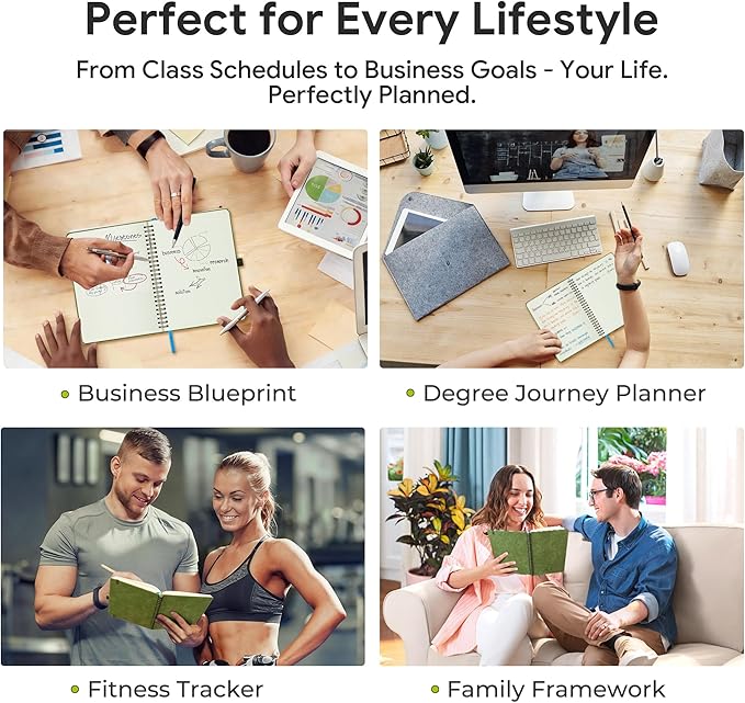 2026-2027 Planner, Daily Weekly Monthly Academic Planner, 18 Months Spiral Bound Agenda, 6.5"x 8.5", Vertical Layout, Calendar Planner, Vegan Leather Soft Cover,Beige