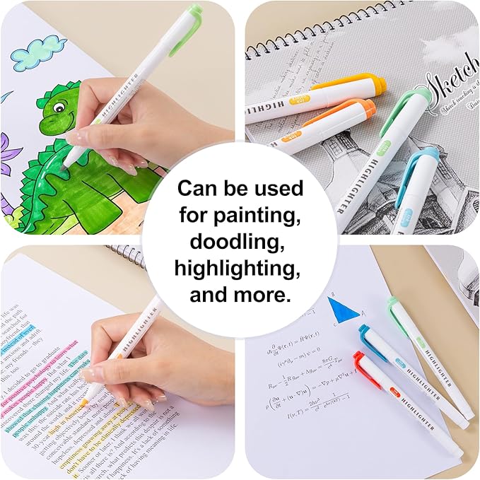 30 Count Dual-Tip Highlighters, 5 Pastel Colors Fine & Bold Tip, Quick-Dry Non-Bleeding Highlighter Markers for Bible Journaling,School,Office,Notes (5 colors*6pcs highlighters)