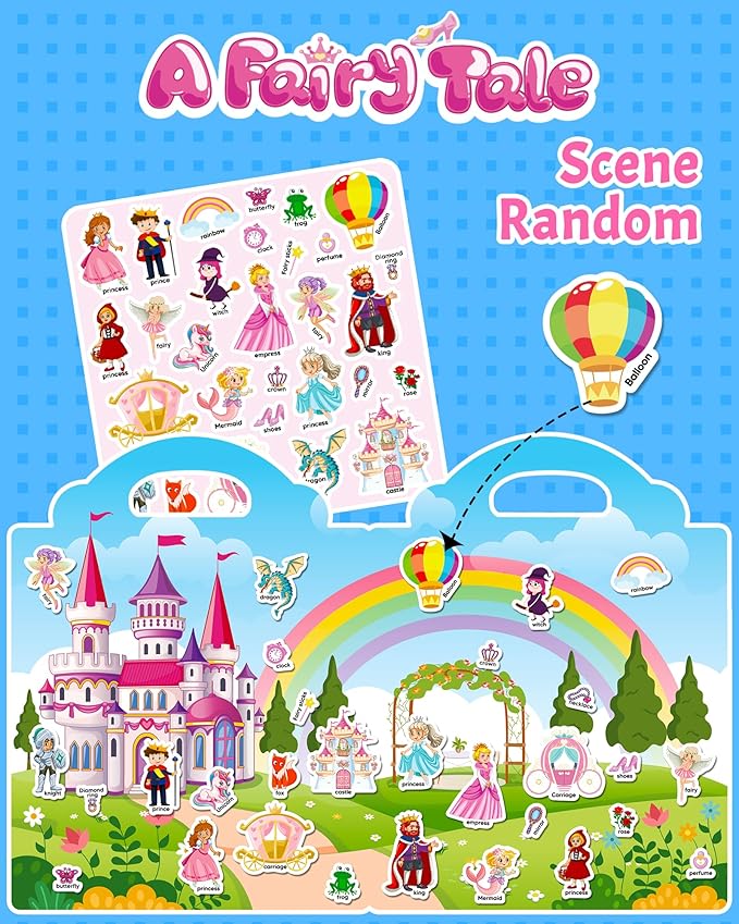 Walenced Reusable Sticker Book for Toddlers, Travel Stickers for Kids, Toddler Craft Activities Toys, Birthday Gifts for Boys & Girls