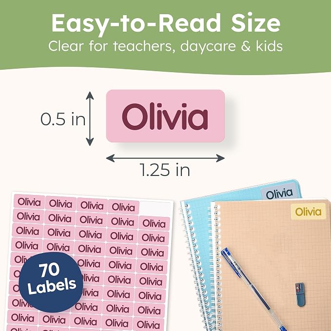 Personalized Universal Name Labels for Kids & Adults - Soft [70pcs] - Waterproof Name Stickers for School, Daycare & Clothes - Item & Supplies Name Stickers - Custom Stick On Labels