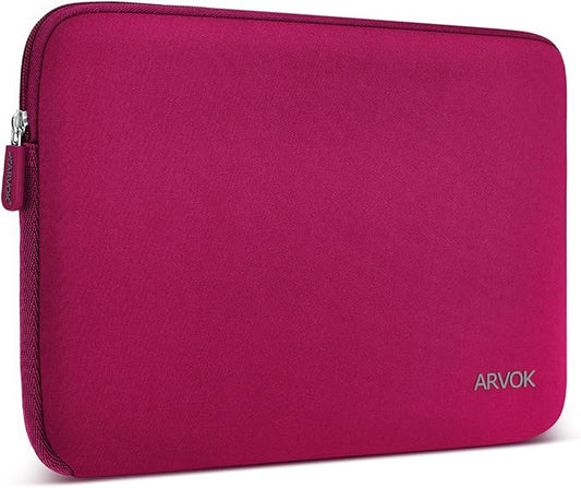 Arvok 13 13.3 14 Inch Laptop Sleeve Case for MacBook Pro/MacBook Air 13-14 inch, Water-Resistant Notebook Chromebook Computer Pouch, Carrying Bag Cover for HP/Dell/Lenovo/Asus/Acer, Wine Red