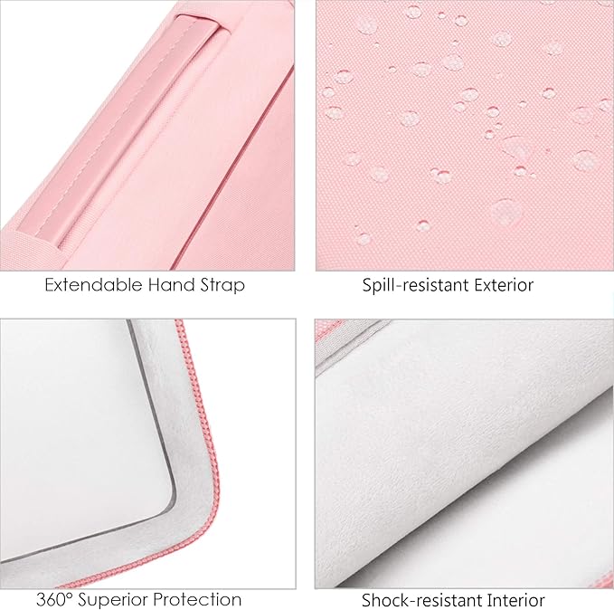 Lacdo 360° Protective Laptop Sleeve Case for 16 inch MacBook Pro M5 Pro/Max A3428 A3429 (2026), M4/M3/M2/M1 A3403 A3186 A2991 A2780 A2485 A2141, 15 inch Surface Laptop 7/6/5/4/3 Computer Bag, Pink