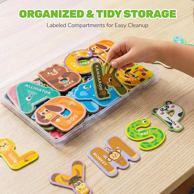 LOVESTOWN Magnetic Letters for Toddlers, 26 Large Animal Alphabet Magnets, Educational Learning Toys, Fridge Magnetic Letters Set
