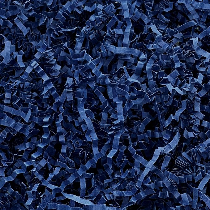 1LB Crinkle Cut Paper Shred Filler for Gift Box Bag and Basket On Father's Day(Navy Blue）