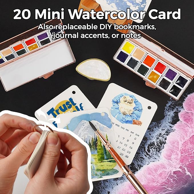 Funto Travel Watercolor Set, Fashion 12-Color Outdoor Paint Kit, with Crossbody Bag, Art Craft, Paint Supplies, Stocking Stuffers for Teen Girls, Portable Gift for Art
