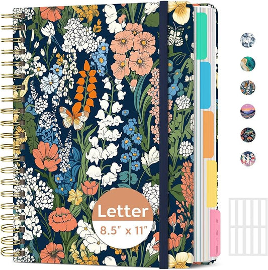ZOTIA Large Spiral Notebooks for Work 5 Subject with Removable Dividers