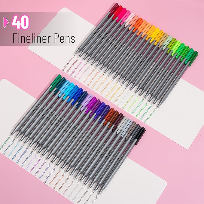 Mr. Pen- Colored Fineliner Pens, 40 Pack, 0.4mm Fine Point, Smooth Bible Journaling Pens for Detailed Drawing, Note-Taking, Coloring, Sketching, Planning & Art Projects, School Supplies
