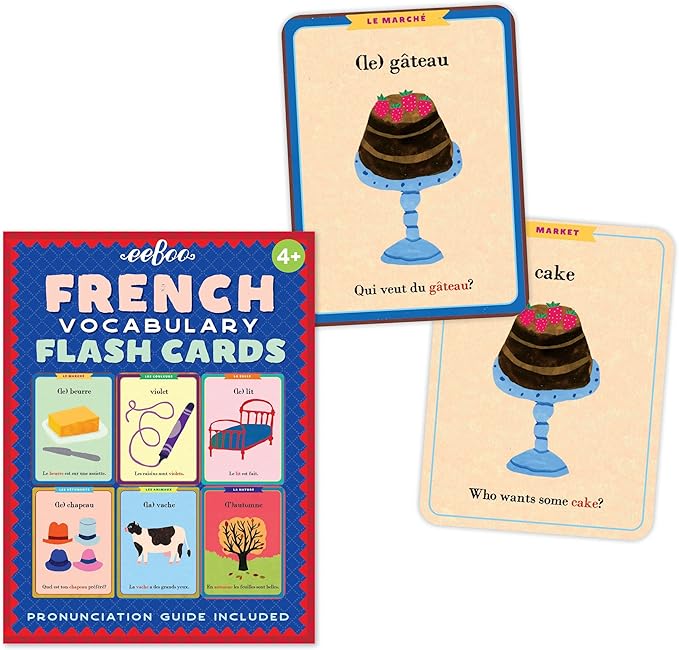 eeBoo: French Vocabulary Flash Cards, Learn French, Imaginative Problem Solving, Educational Games that Cultivates Conversation, Socialization, and Skill-Building, Perfect for Ages 4 and up