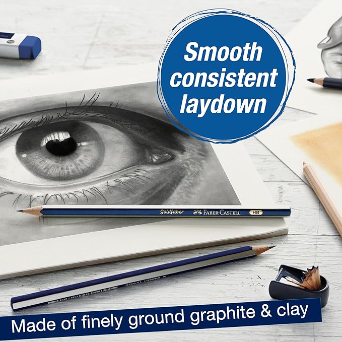 Faber-Castell Graphite Pencils Drawing Set: 12 Art Pencils for Sketching (4H, 3H, 2H, H, F, HB, B, 2B, 3B, 4B, 5B, and 6B), Shading Kit