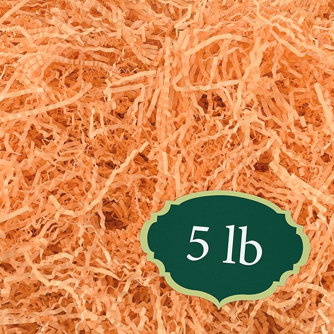 Arcadia Garden Products 5 lbs - Peach Crinkle Shredded Color Paper Filler Box Stuffing for Gift Wrapping & Crafts, Basket Filling, Confetti, Packaging & Shipping - RPC05PE