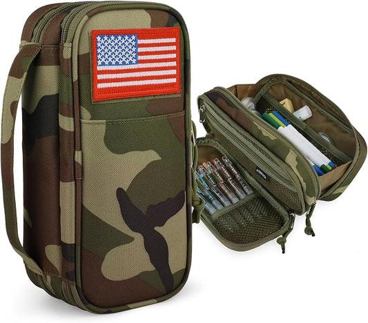 Tactical Pencil Case for Boy,Wide open Pen Pouch Bag with Handle for School | Marker Organizer Case Pen Box, Tool Bag Desk Organizer for School College Office Organizers for Kids Men Women Adult Teens