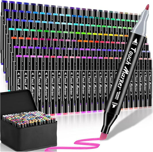 168 Colors Alcohol Markers Set, Dual Brush Tip Art Coloring Markers for Adult Drawing, Permanent Alcohol Based Colored Sketch Pens Art Supplies Gifts for Illustration