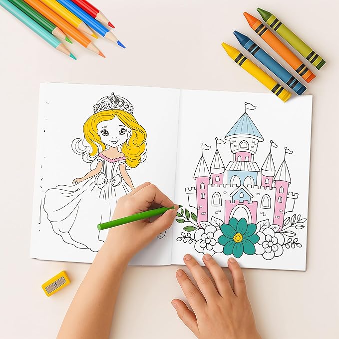 ZICOTO Fun Coloring Books for Kids Set of 3 – Cute Princess, Unicorn & Mermaid Coloring Book for Girls Ages 4–8 – Easy to Color Gift with Magical Themes for Your Creative Little Princess