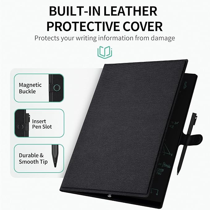 LCD Writing Tablet for Adults: 9.5 inch Full Screen Reusable Erasable with Leather Case