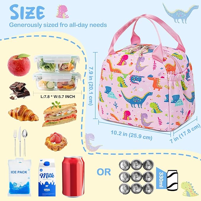 CAMTOP Girls Lunch Box Kids Insulated Lunch Bag Kids Cute Lunchbox for Girls Loncheras Para Niñas