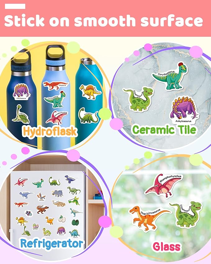 Benresive Reusable Sticker Book for Toddlers, Stickers for Kids, Travel Toys for Arts & Crafts Activities, Birthday Gift for Boys & Girls, Dinosaur Themes