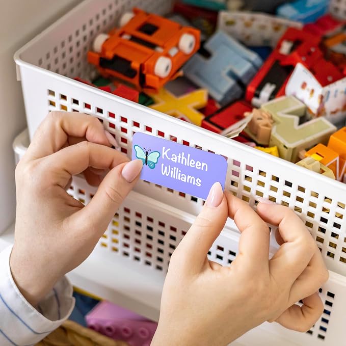 Personalized Waterproof Name Labels for Kids | Optional Packs 50, 150, 230 Labels | Custom Name Stickers for Kids' Clothing Tag, Water Bottle, Customize Kid Name Label for Daycare Butterflies