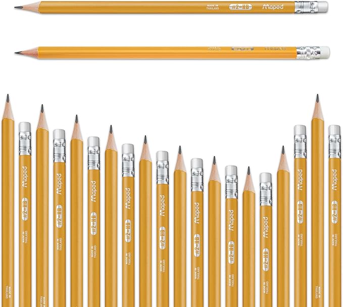 Maped Essentials Triangular Yellow Graphite Pencils #2 – Variety for Comfortable Writing – Smooth, Durable, Latex-Free – Essentials Yellow Pack of 576