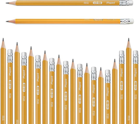Maped Essentials Triangular Yellow Graphite Pencils #2 – Variety for Comfortable Writing – Smooth, Durable, Latex-Free – Essentials Yellow Pack of 576