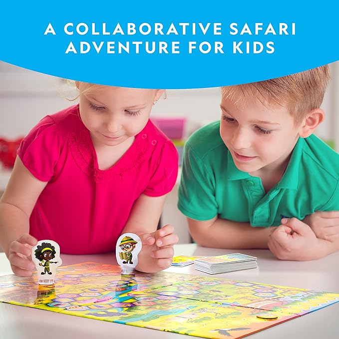 NATIONAL GEOGRAPHIC My First Safari Board Game for Kids 4-6 Animal Game for Adults, Cooperative Fun Perfect for Family Game Night, Board Games for Family Night