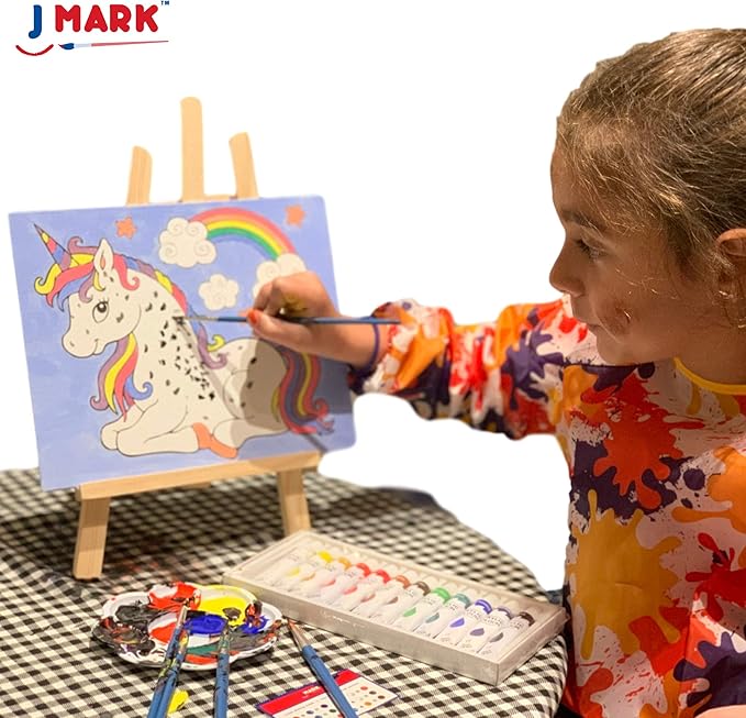 J MARK Kids Painting Set - All Inclusive Acrylic Paint Set for Kids - Safe Painting Supplies