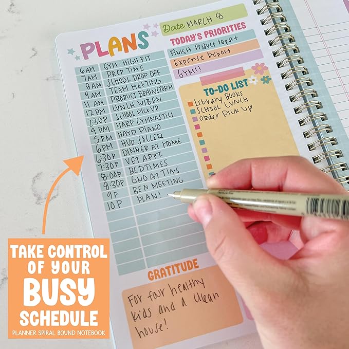 Hadley Designs Daily Planner Undated - Undated Daily Planner with Hourly Schedule, To Do List Notebook for Work, Day Planners for Kids & Adults, Teacher Supplies, Teacher Graduation Gifts
