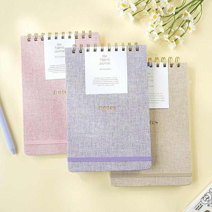 A5 Lined Journal Notebook – Hardcover Fabric Cover 160 Pages 100 GSM Thick Paper With Elastic Band & Pen Holder College Ruled Writing Notebooks for Work School Travel (1pack-Violet-style C)