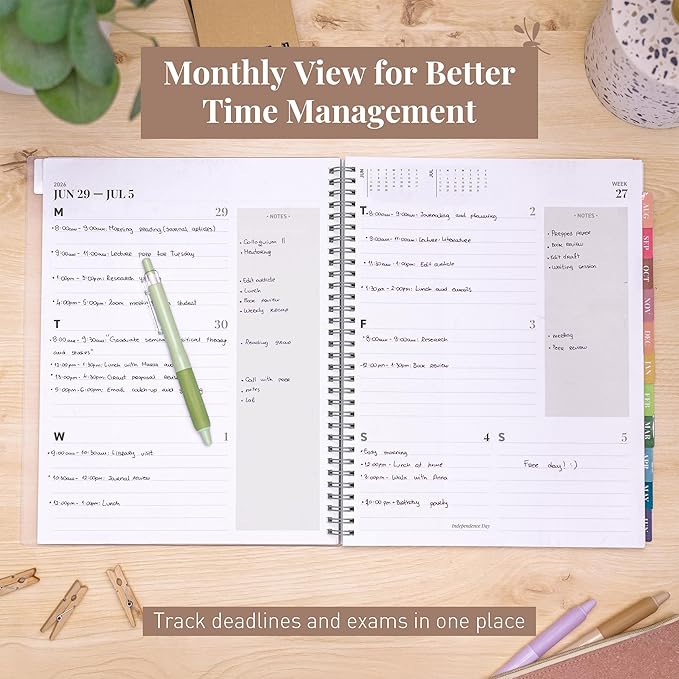 Rileys Academic Planner 2026-2027, Daily, Weekly & Monthly Planner, July 2026 - June 2027, Student Notes Pages, Twin-Wire Binding, Weekly Agenda for School & Work (8.5 x 11-Inches, Geographic, Black)