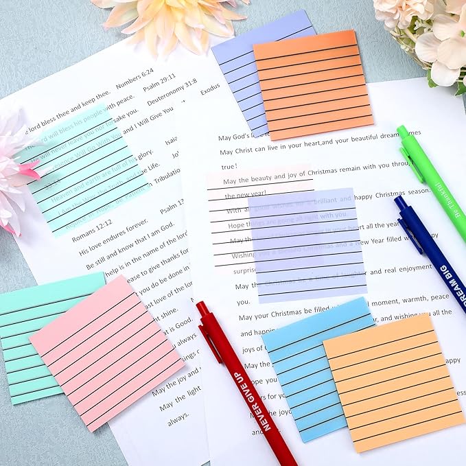 Yinder 24 Pack 720 Sheets Transparent Sticky Notes Translucent Clear Lined Self Sticky Notes for Bible Tabs, Book Tabs, Office School Supplies(3 x 3 Inch,Macaron Color)