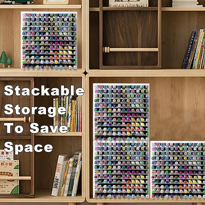 MinBoo Bamboo Art Supply Storage Rack - Wooden Marker Organizer for 144 Markers, Pens, Colored Pencils, Paint Brushes (White)