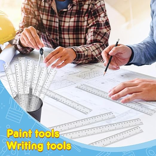 32 Pack Clear Plastic Ruler 12 Inch, Rulers Bulk for Classroom, Transparent Ruler with Centimeters and Inches, Kids Metric Ruler for School, Ideal Back to School Office Home Supplies