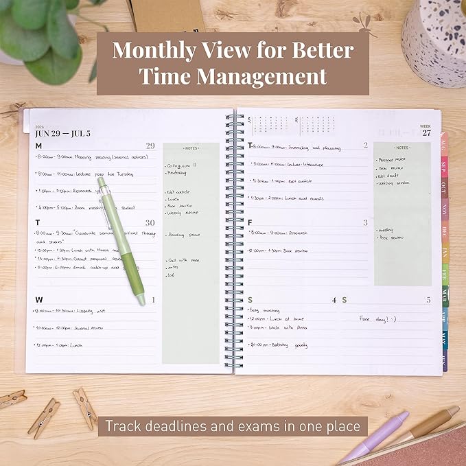 Rileys Academic Planner 2026-2027, Daily, Weekly & Monthly Planner, July 2026 - June 2027, Student Notes Pages, Twin-Wire Binding, Weekly Agenda for School & Work (8.5 x 11-Inches, Chunky, Green)