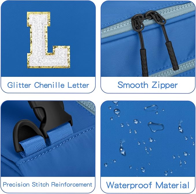 Initial Insulated Lunch Bag for Boys Kids, Back to School Gift, Reusable Leak-proof Lunch Box with Adjustable Strap for School Daycare Travel Picnic（Blue，L）