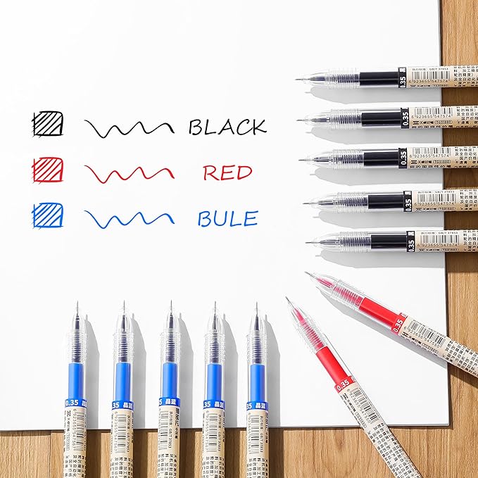 Black Blue Red Gel Ink Pens, 0.35mm Extra Fine Point Smooth Writing Rollerball Pens, Japanese Style No Smudge Ballpoint Pen, Quick Drying for Journaling Office School Stationery Supplies 24Pcs