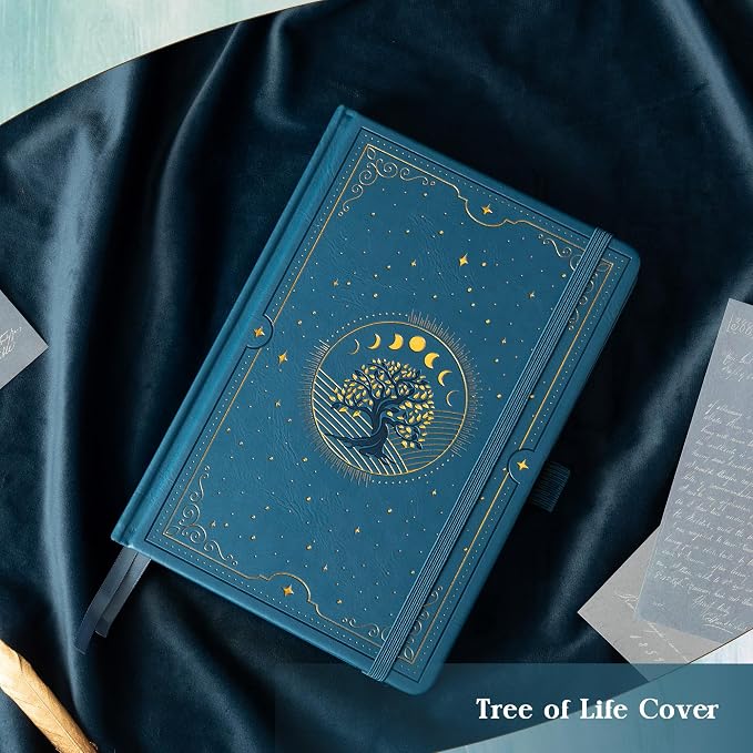 TIEFOSSI Tree of Life Journal, A5 Lined Journal for Women Men, Aesthetic Notebook with 316 Numbered Pages, Hardcover Vegan Leather Journals with Bookmark, 100 GSM Thick Paper