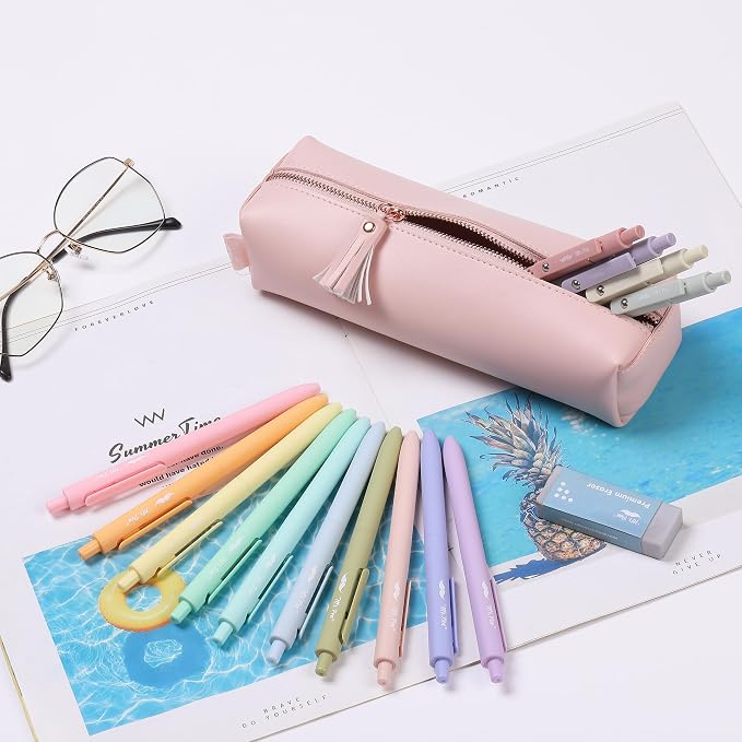 Mr. Pen- PU Leather Pencil Case, Pink | Pencil Case Small Pencil Pouch Aesthetic