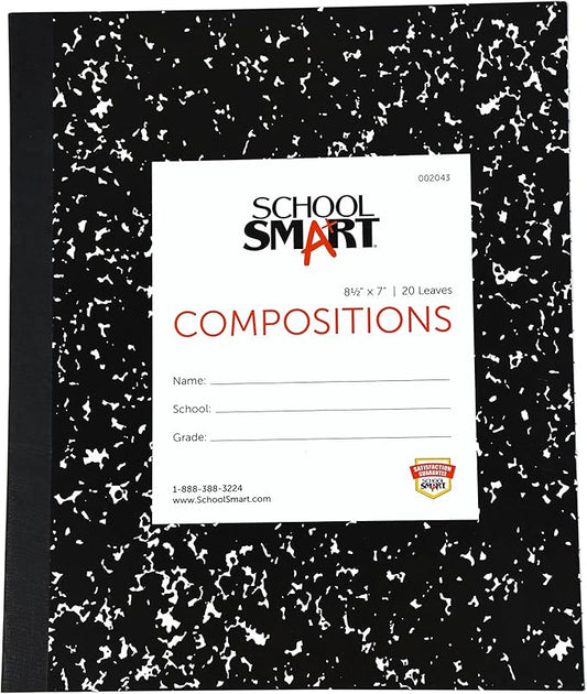 School Smart Flexible Cover Ruled Composition Book, 8-1/2 x 7 Inches, 40 Pages