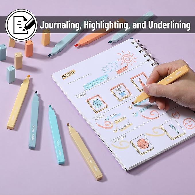 Mr. Pen- Aesthetic Highlighters No Bleed, 8 Pack, Pastel Colors, Chisel Tip, Cute Highlighters Assorted Colors for Journaling, Highlighting, Underlining, Fast Dry, Back to School Supplies