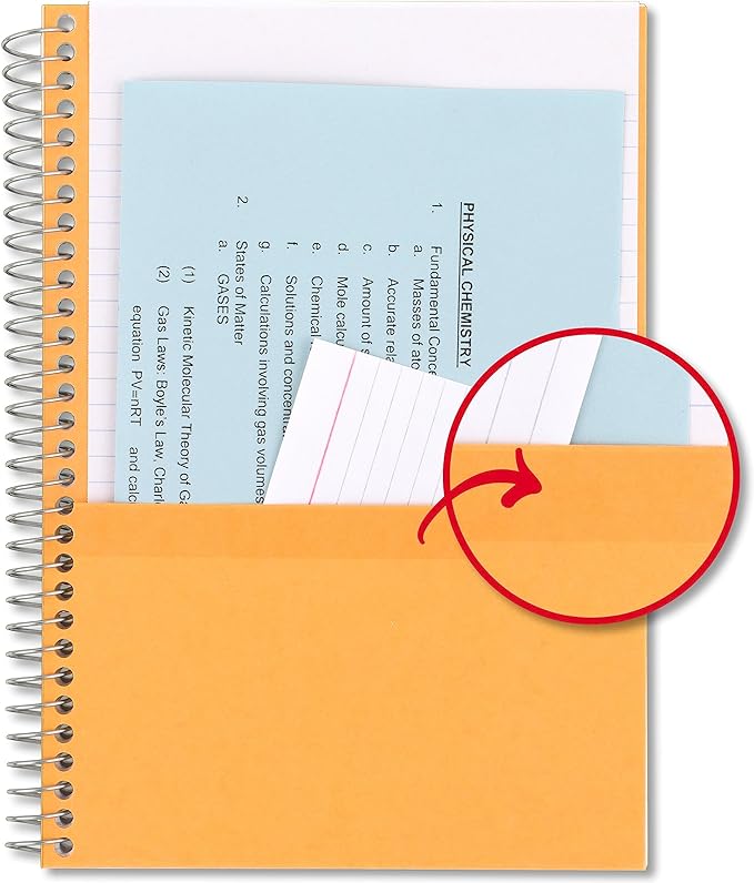 Five Star Small Spiral Notebooks, 6 Pack, 2 Subject, College Ruled Paper, 9-1/2" x 6", 100 Sheets, Amethyst Purple, Sedona Orange, Seaglass Green, Tidewater Blue, Gray, Black (73711)