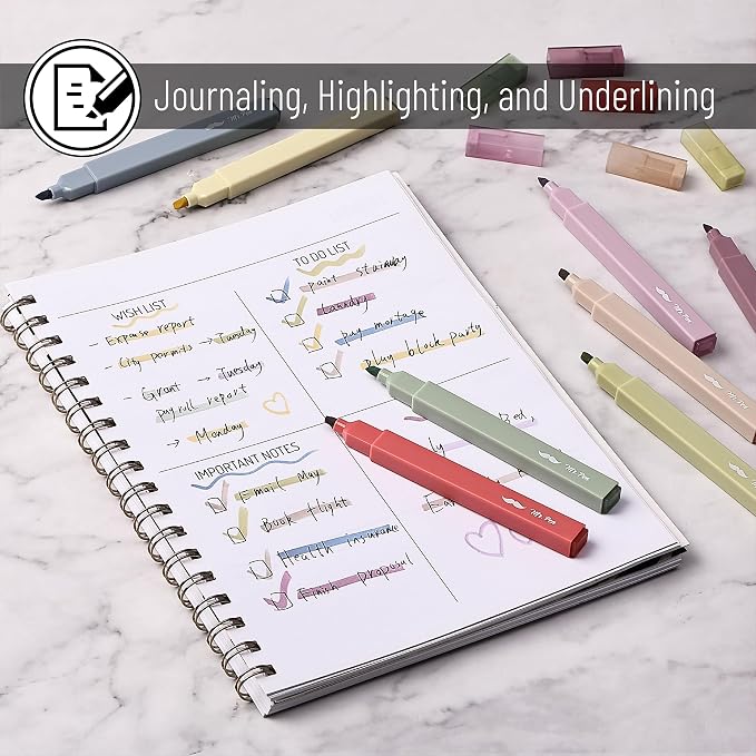 Mr. Pen- Aesthetic Highlighters, 8 Pcs, Chisel Tip, Muted Pastel Color, No Bleed Bible Highlighter Pastel, Assorted Colors | 8 pcs, Cute Highlighter for Journaling Supplies and School Accessories, Bible Highlighters and Pens No Bleed