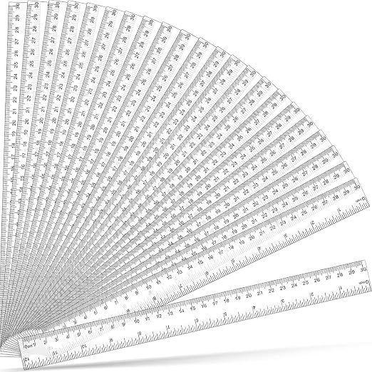 32 Pack Clear Plastic Ruler 12 Inch, Rulers Bulk for Classroom, Transparent Plastic Ruler with Centimeters and Inches, School Rulers for Kids Back to School Office Home Supplies