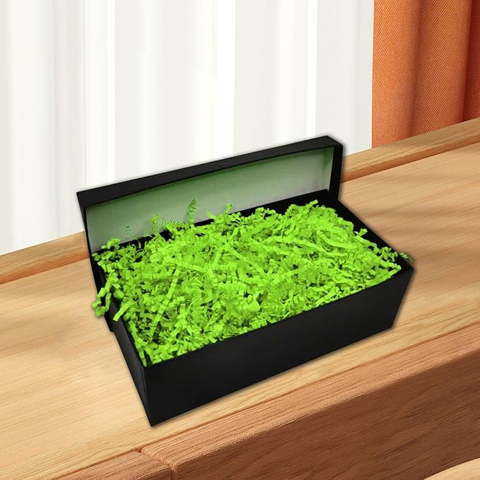 1LB Crinkle Cut Paper Shred Filler, Paper Shreds for Basket Fillers, Birthday, Gift Wrapping, Anniversary, Wedding, Halloween, Thanksgiving, Christmas Gift Decor Party Filler (Fluorescent Green)