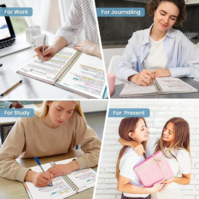 Taja Pretty Large Spiral Lined Notebook for Work with 5 Removable Dividers
