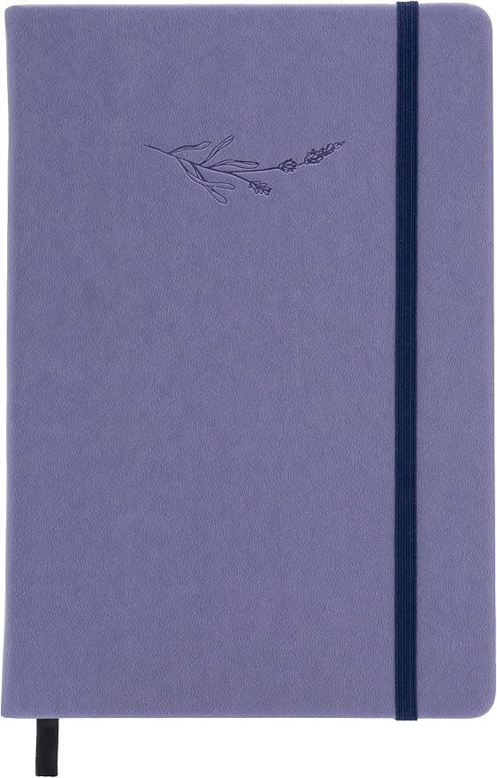 EVERLINEA 5.6” x 8.3” Embossed Lavender A5 Hardcover Notebook, 240 Lined Pages, Dusty Purple