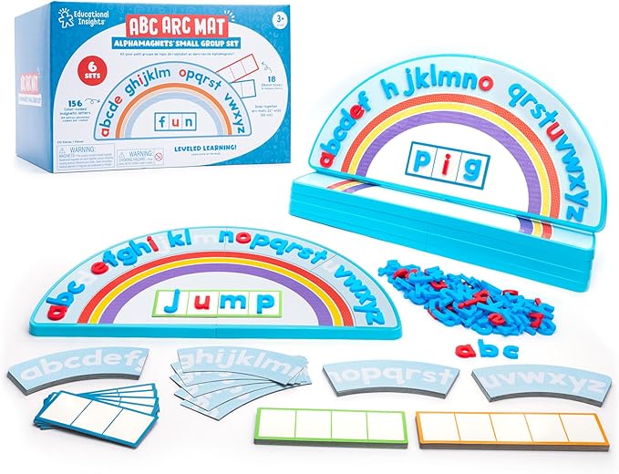 Educational Insights ABC Arc Mat AlphaMagnets Small Group Set - Classroom Magnetic Letter Board, Toddler Alphabet Magnets, Magnetic Letters and Numbers, ABC Learning Toys for Kids Ages 3-5