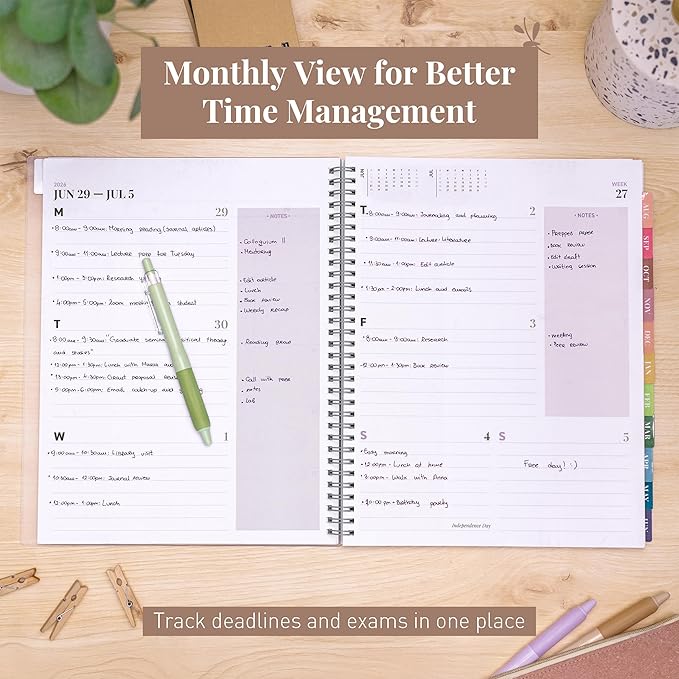 Rileys Academic Planner 2026-2027, Daily, Weekly & Monthly Planner, July 2026 - June 2027, Student Notes Pages, Twin-Wire Binding, Weekly Agenda for School & Work (8.5 x 11-Inches, Lilac)