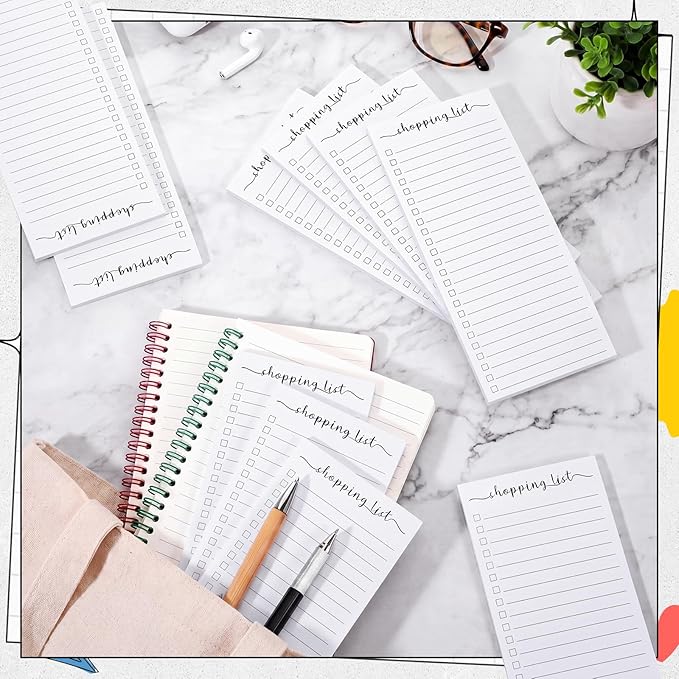 Censen 10 Pack 500 Sheets Shopping List Notes Daily Checklist Notepads with 50 Sheets Each Undated Memo Pad Color Block Shopping List Pad Weekly Plan Notepad Organizer Planners(White)