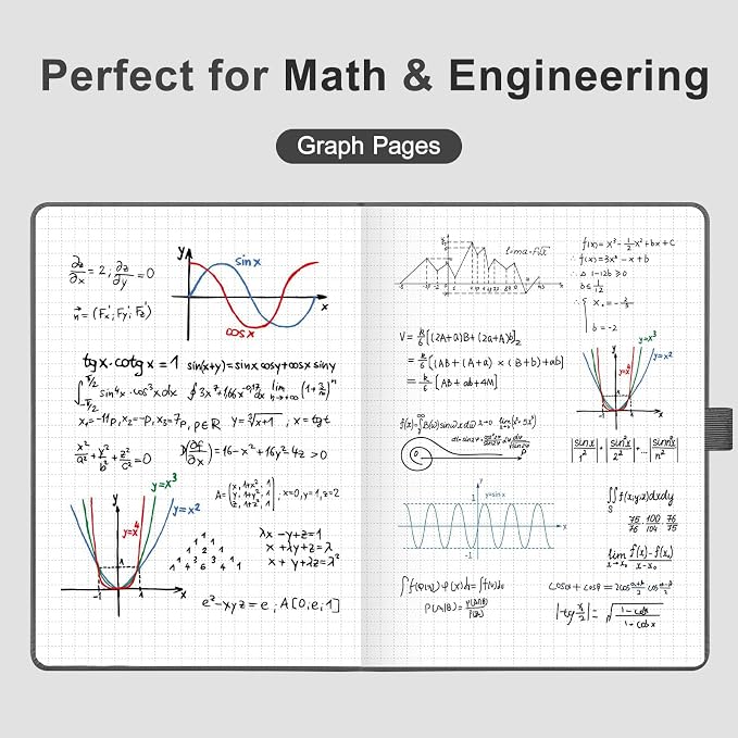 AHGXG Graph Grid Paper Notebook, 160 Pages, A5 Medium Size (5.7'' x 8.3'')