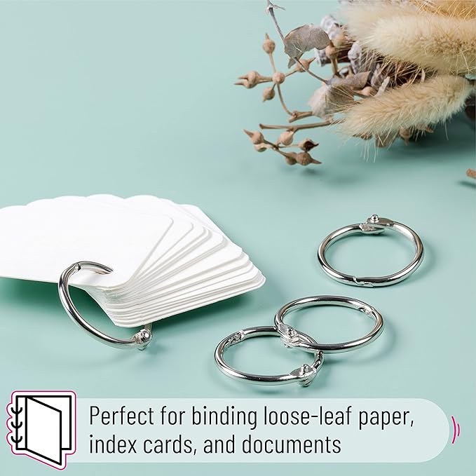 Mr. Pen- Loose Leaf Binder Ring, 50 Pack, 1 Inch, Loose Leaf Binder Book Rings Bulk for Books and Index Cards, Scrapbook, Keychains, School, Home, Office, Silver