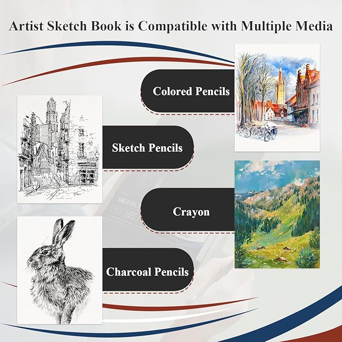 Ankkol Small Sketch Pad - Hardcover Sketchbook 5x7, 100 Sheets Spiral Sketch Book, 68lb/100gsm Sketch Paper for Drawing | Art Gifts for Girls, Drawing Supplies & Art Supplies for Teens 14-16 Girls.